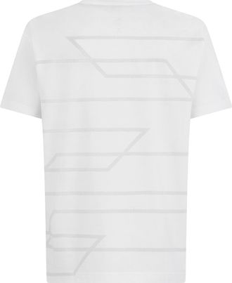 HUGO BOSS Mens T-Shirt With Geometric Print White Cotton T-Shirts And Polos