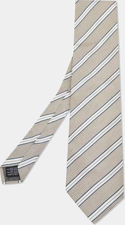 Gianfranco Ferre Beige Striped Linen Silk Tie