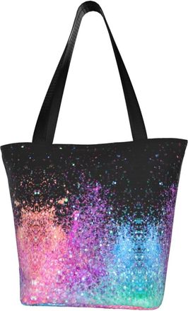 AOOEDM Glitter Tote Bag Women Capacity Shoulder Grocery Shopping Bags