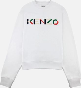 Kenzo Mens Kenzo Logo Print Crewneck Sweatshirt White 001 - Size: 44