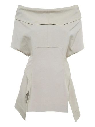 Rick Owens zip-up off-shoulder blouse - Neutrals
