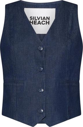 Silvian Heach Gilet con Linee Sartoriali e Chiusura a Bottoni - Dames - Gillet - Blauw - L - Kostuums