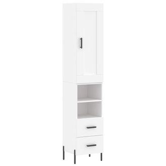 vidaXL Aparador Alto Madera Contrachapada Blanco 34,5x34x180 Cm Vidaxl