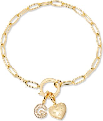 Brook & York Lillian Initial Heart Charm Bracelet in Gold G at Nordstrom