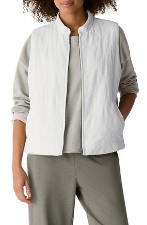 Eileen Fisher Quilted Linen & Cotton Vest in Bone at Nordstrom, Size Xx-Small