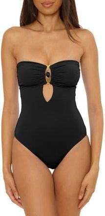 BECCA by Rebecca Virtue Rock Solid Bandeau One-Piece Swimsuit in Black at Nordstrom Rack, Size Medium