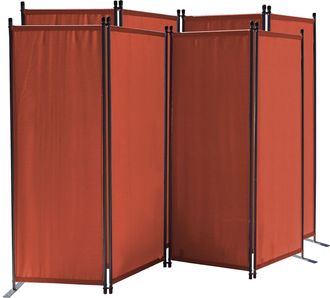 Quick-Star 2 St&uuml;ck Paravent 4 Teilig 165 X 220 Cm Stoff Raumteiler Trennwand Balkon Sichtschutz Stellwand Faltbar Rotorange Ral 2001