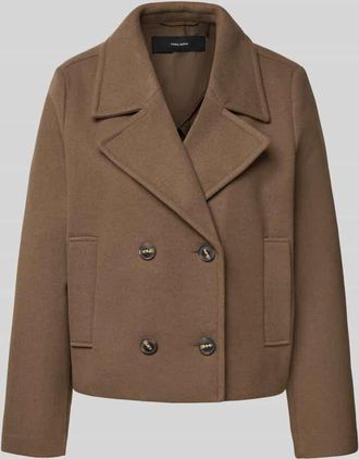 Vero Moda Cropped Trenchcoat mit doppelreihiger Knopfleiste Modell VINCEMIA in Schoko Melange, Größe XL