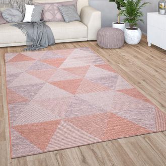 Paco Home Paco Home Alfombra Exterior Interior Balc&oacute;n Terraza Cocina Motivos Geom&eacute;tricos Modernos 120x160 Cm, Naranja