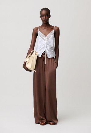 Claudie Pierlot Top satin imprim&eacute; dentelle