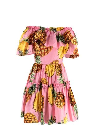 Dolce & Gabbana Dolce& Gabbana Pink Pineapple Print Bardot Mini Dress Size XS