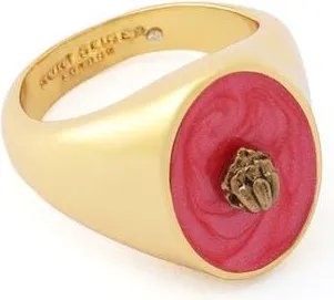 Kurt Geiger Eagle Enamel Signet Ring in Red at Nordstrom, Size 8