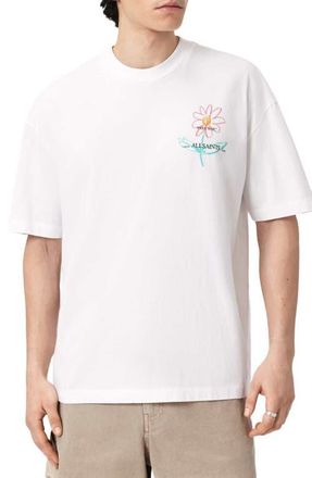 AllSaints Crayo Floral Cotton Graphic T-Shirt in Ashen White at Nordstrom, Size Xx-Large