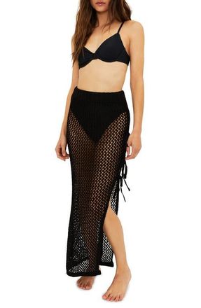 Beach Riot Deborah Sheer Open Stitch Cover-Up Skirt in Black at Nordstrom, Size X-Large
