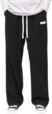 Generic Mens Cords Trousers Elastic Waist Winter Pants Men Brown Flares Corduroy for Straight Wide Leg Trouser Loose Casual Beige Mens Trouser, with Drawstrin