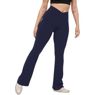 Generic Yoga Pants for Women Flared Athletic Running Leggings Womens Joggers Gym Fitness Leggings V-Waist Yoga Pants Home Pilates Stretch Trousers Regular Rel