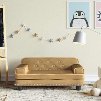 vidaXL Sof&aacute; Para Ni&ntilde;os De Terciopelo Marr&oacute;n 70x45x30 Cm Vidaxl