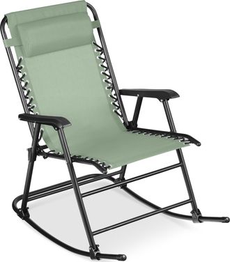 Best Choice Products Folding Outdoor Zero Gravity Rocking Lounge Chair w/ Headrest Pillow