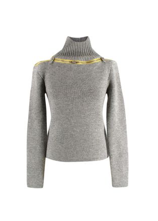 Coperni Grey Knit Sweater with Zipper Detail Size XS