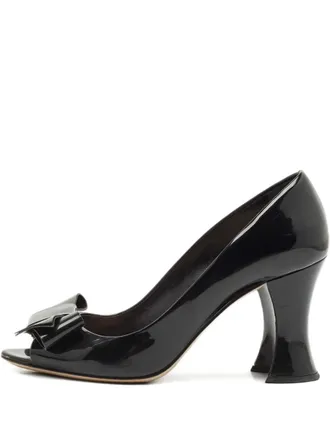 Miu Miu bow patent-leather pumps - Black