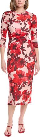 Anne Klein Side Ruched Mesh Midi Dress