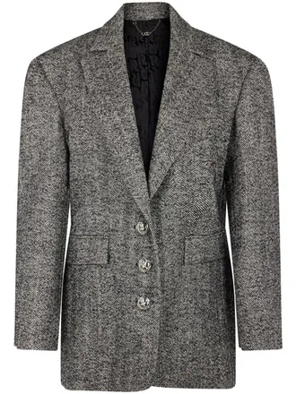 Paco Rabanne herringbone-pattern wool blazer - women - Wool/Polyamide - 40 - Black