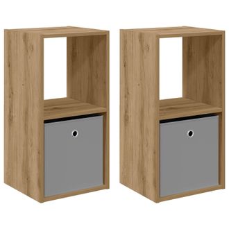 vidaXL Mesita De Noche 2 Pcs Roble Artesanal 35 X 32 X 68,5 Cm Vidaxl