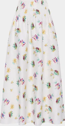 Gabriela Hearst Penelope Floral-Print Linen Midi Skirt