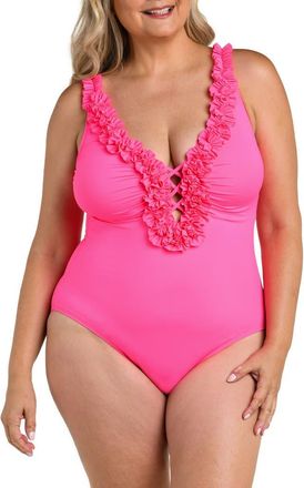 La Blanca Island Plunge One-Piece Swimsuit in Bright Pink at Nordstrom, Size 16W