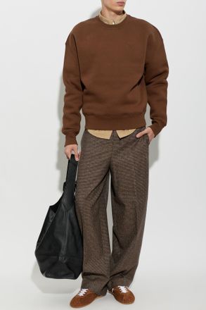 Ami Cotton Crewneck Sweatshirt, Mens, Brown