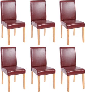 Hhg Hhg - Juego De 6 Sillas De Comedor Silla De Cocina Littau, Polipiel, Marr&oacute;n Rojizo, Patas Claras