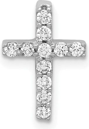 Diamond2Deal 10K White Gold 1/5ct. Diamond Latin Cross Chain Slide Pendant