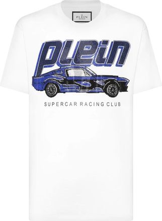 Philipp Plein Jersey T-shirt Ronde Hals SS Cars Racing - Heren - T-shirts - Wit - M - Katoen - Tops
