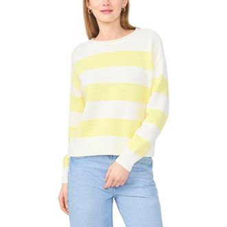 Vince Camuto Stripe Roll Neck Sweater in Sugar Yellow at Nordstrom, Size X-Small
