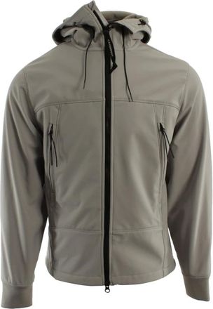C.P. Company Light Jackets, male, Gray, Size: S Hooded Zip-Front Jacket