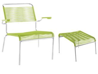 Schubiger M&ouml;bel Spaghetti-Lounger + Hocker S&auml;ntis mit Armlehnen