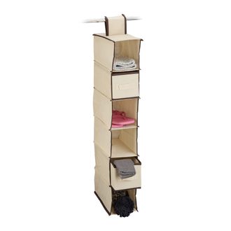 Relaxdays Relaxdays - 4 Organizadores Colgantes Con 6 Estantes Y 2 Cajones, Tela Y Cart&oacute;n, 82 X 14,5 X 30 Cm, Beige