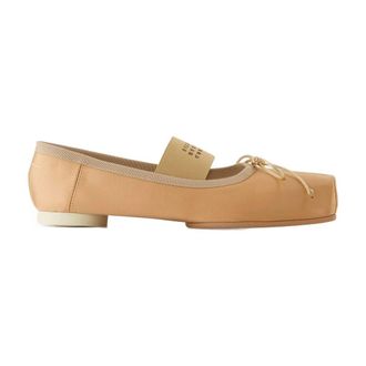 Maison Margiela Schoenen, Dames, Roze, 38 EU, Katoen, Roze Synthetische Ballerinas Amberlight Ronde Neus