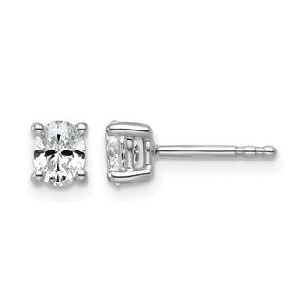 Diamond2Deal 14K White Gold 1/2 Ct Lab Grown Diamond 5x4mm Oval Stud Earrings VS Clarity, D-E Color