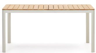 K Home Hochwertiger Gartentisch Bonna 163 x 90 cm - Weiss/Teakholz