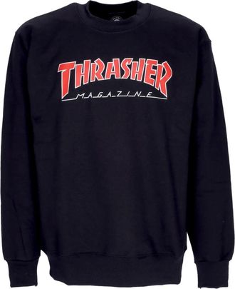 Thrasher Zwart/Rood Crewneck Sweatshirt - Heren - Sweatshirts - Zwart - M - Katoen - Hoodies & sweatvesten