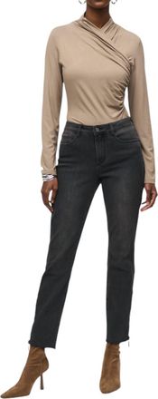 Joseph Ribkoff Rhinestones And Mesh Detail Jean In Charcoal Grey