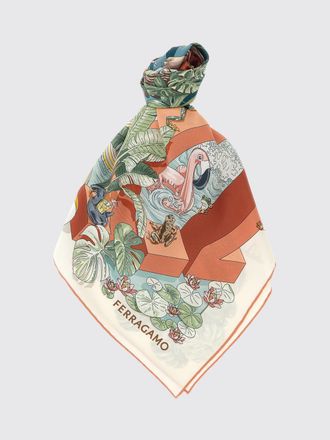 Ferragamo Graphic Print Square Pure Silk Foulard