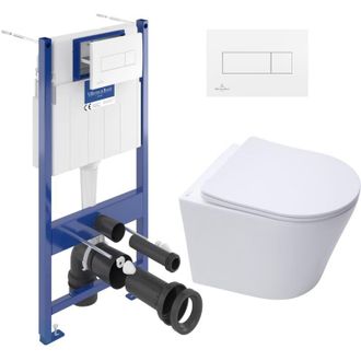 Villeroy & Boch Villeroy&boch - Pack Wc Con Bastidor + Inodoro Sat Sin Brida Y Fijaciones Invisibles + Placa Blanca (vcninfi2de)