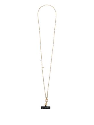 agn&egrave;s b. Canopy pearl phone strap - women - stainless steel - One Size - Gold