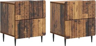 vidaXL Armario De Noche 2 Uds. Madera Envejecida 43 X 34,5 X 49,5 Cm Vidaxl