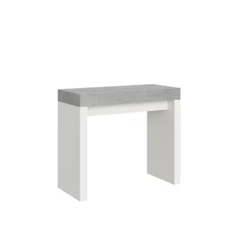 Itamoby Consolle Allungabile 90x40/300 Cm Roxell Mix Piano Cemento - Struttura Bianco Frassino