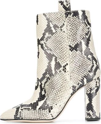 Generic Sexy Pointed Toe Banquets Ankle Boots for Womens, Block High Heel Comfortable Evening Short Booties, Fashion Snakeskin Pull on Fall Winter Shoes,Snake