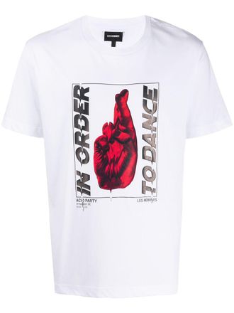 Les Hommes graphic-print cotton T-shirt - White