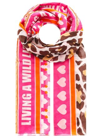 Zwillingsherz Modeschal ZWILLINGSHERZ Wild Life, Damen, pink, Web, Baumwollmischung, gemustert, Modet&uuml;cher Modeschal, mit buntem Leomuster